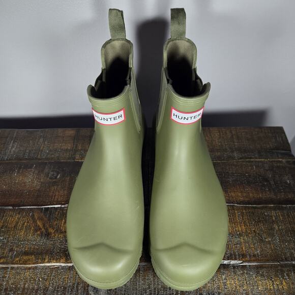 Hunter Original Chelsea Womens Size 11 Rain Boots Short Waterproof Green Matte - Picture 2 of 11